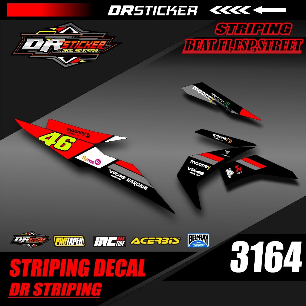 STIKER STRIPING BEAT FI STREET 2017 2018 2019 DESAIN RACING - STRIPING BEAT 2017-2019