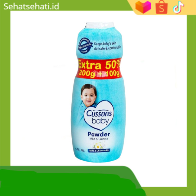 Cusson Baby Powder 200g Blue Menyerap kelembaban dan menjaga kulit bayi tetap kering