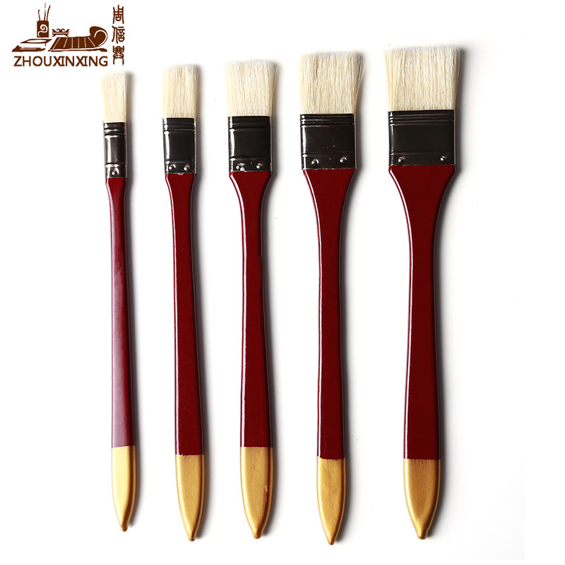 

Zhouxinxing 5pcs Art supplies wood rod oil painting brush Chongqing pig bristle gouache drawing material chese painting brush