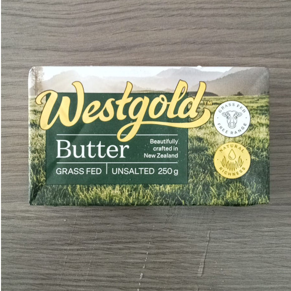 

WESTGOLD Unsalted Grass-Fed New Zealand Butter / Mentega 250 gram
