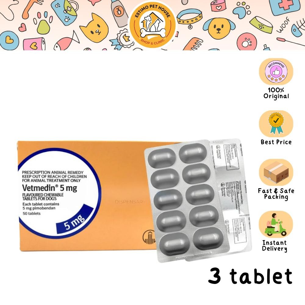 VETMEDIN 5mg 3tablet Obat Khusus Penyakit Jantung Pada Anjing