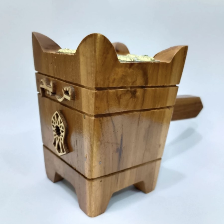 tempat bakaran bukhur bakhor dari kayu jati tinggi 13cm | Prapen Wadah Tempat Bakar Dupa Bukhur Buhu