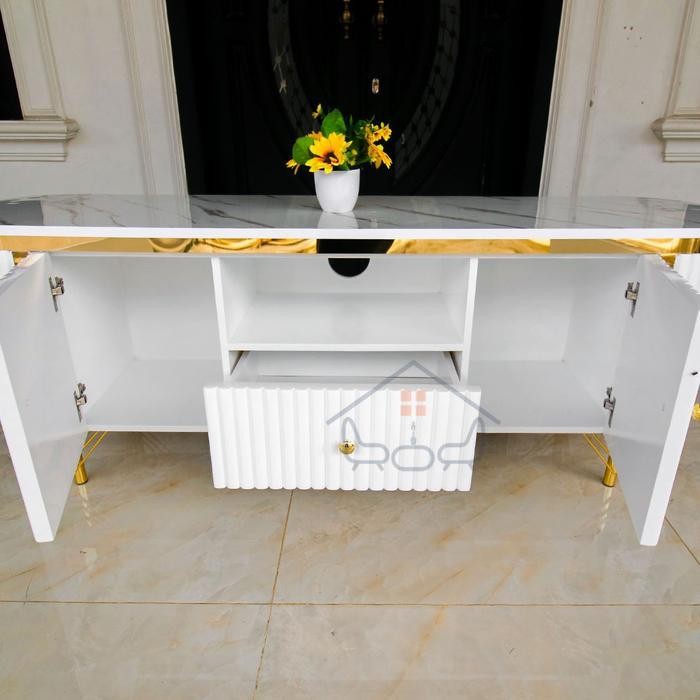 Meja TV Minimalis Cassandra | TV Cabinet I Bupet TV minimalis Modern | Lemari Modern Mewah - Marmer 