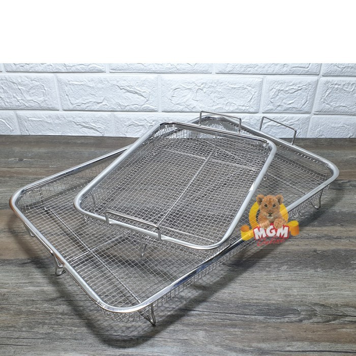 

Peniris gorengan tatakan nampan gorengan stainless handle Segi 30x22cm