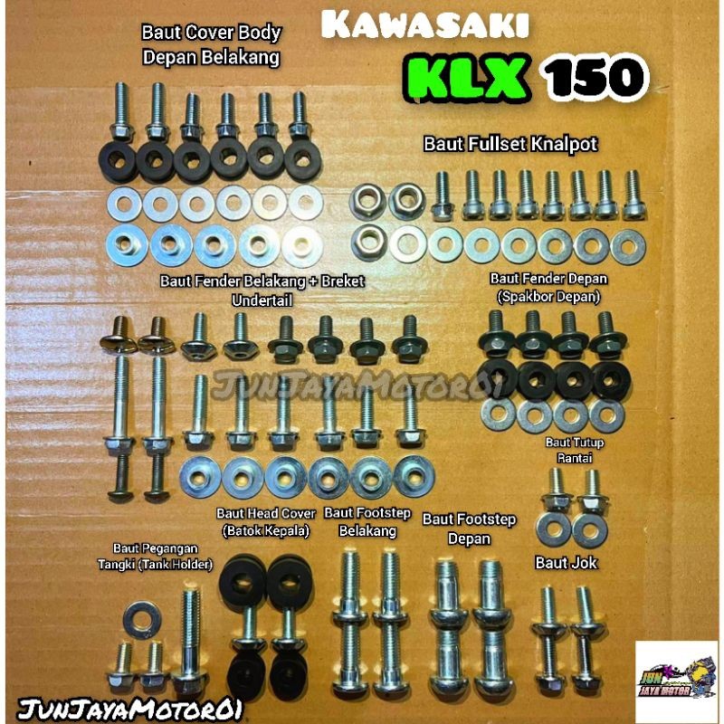 COD / Promo / Original / Baut Lengkap Fullset Body Kawasaki KLX 150 L / Baut Full Set Bodi Kawasaki 