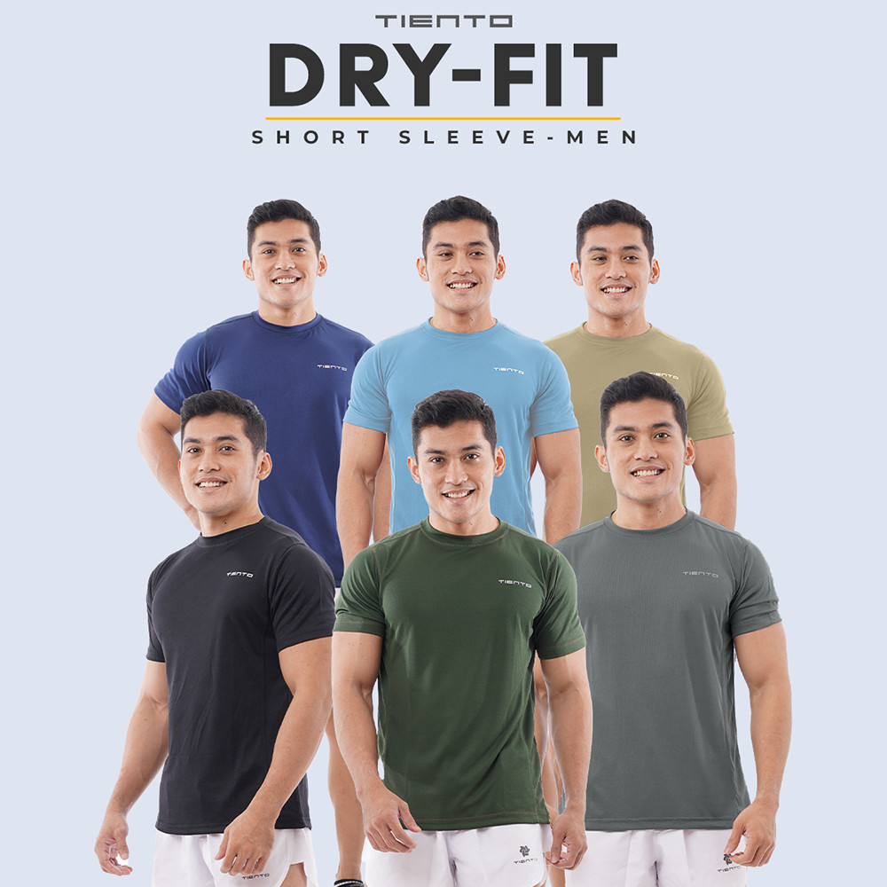 HM87YH Tiento Kaos Running Dry Fit Baju Olahraga Lari Pria Gym Pakaian Sport Lengan Pendek Pria