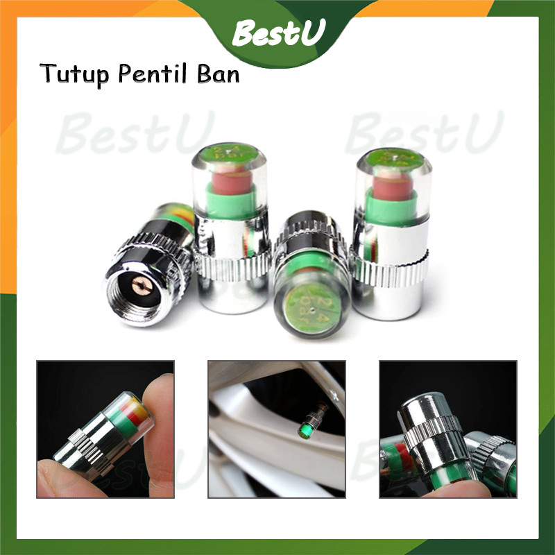 4PCS Tutup Pentil Ban Mobil/Motor Indikator Tekanan/ Indicator Tekanan Angin Mobil Motor/Tutup Penti
