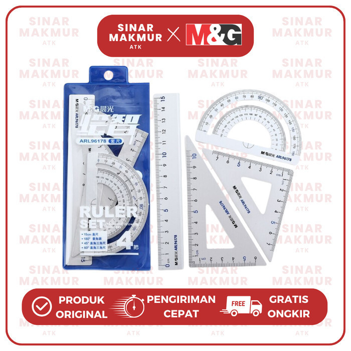 

Penggaris/Ruler/Drafting Set Alloy/Besi isi 4 pcs M&G ARL96178 (Set)