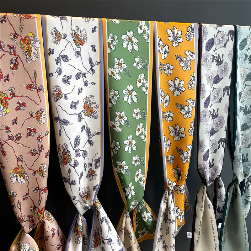 Syal ikat rambut wanita ala Korea jas dan dasi Syal sempit bermotif dua sisi