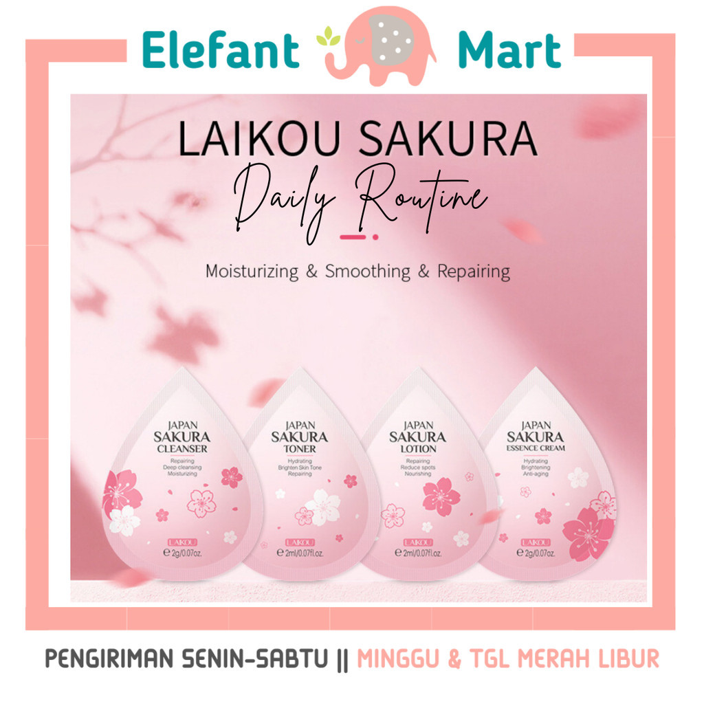 ELEFANT LAIKOU Toner Cleanser Essence Cream Serum Lotion Sleeping Mask Brightening Acne Jerawat