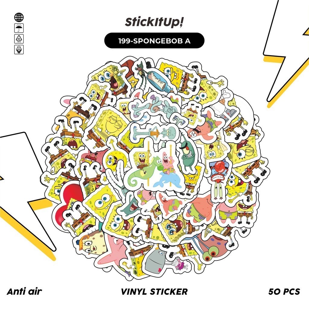 

COD✨ 50 Pcs Stiker Pack Graffiti Motif Kartun Spongebob Lucu Aesthetic Vynil Waterproof untuk Freebies Sticker Buku Journal Casing HP Laptop
