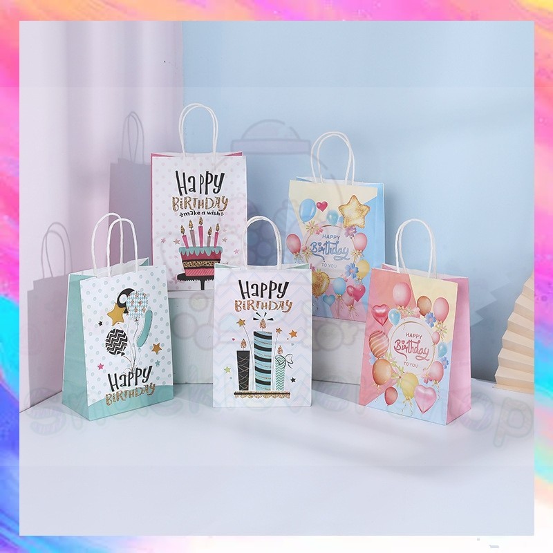 

Paper Bag Gift Cute / Paperbag HadiahTulisan Happy Birthday HBD (15 x 8 x 21Cm)