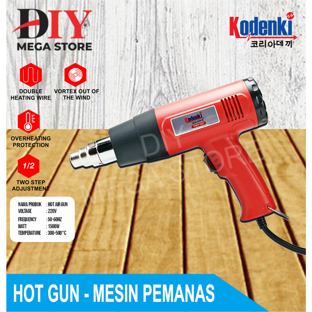 KODENKI Mesin Heatgun Hotgun Pemanas Air Hot gun Heat Gun 1500 Watt - Mesin Pemanas Sablon Pakaian B