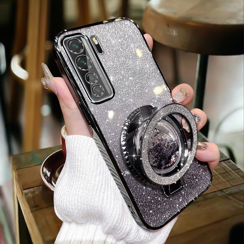 Casing HP Huawei Nova 7 Nova 7 SE Nova 7i corong cairan glitter pasir hisap transparan yang lembut d