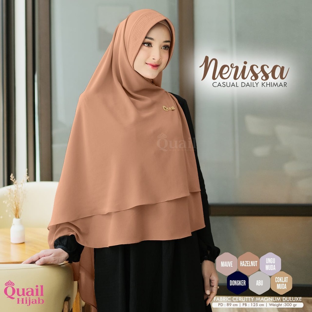 Nerissa Daily Hijab original Quail Hijab Wanita Khimar Ceruty Magnum Ceruty Quail Khimar Quail Neris