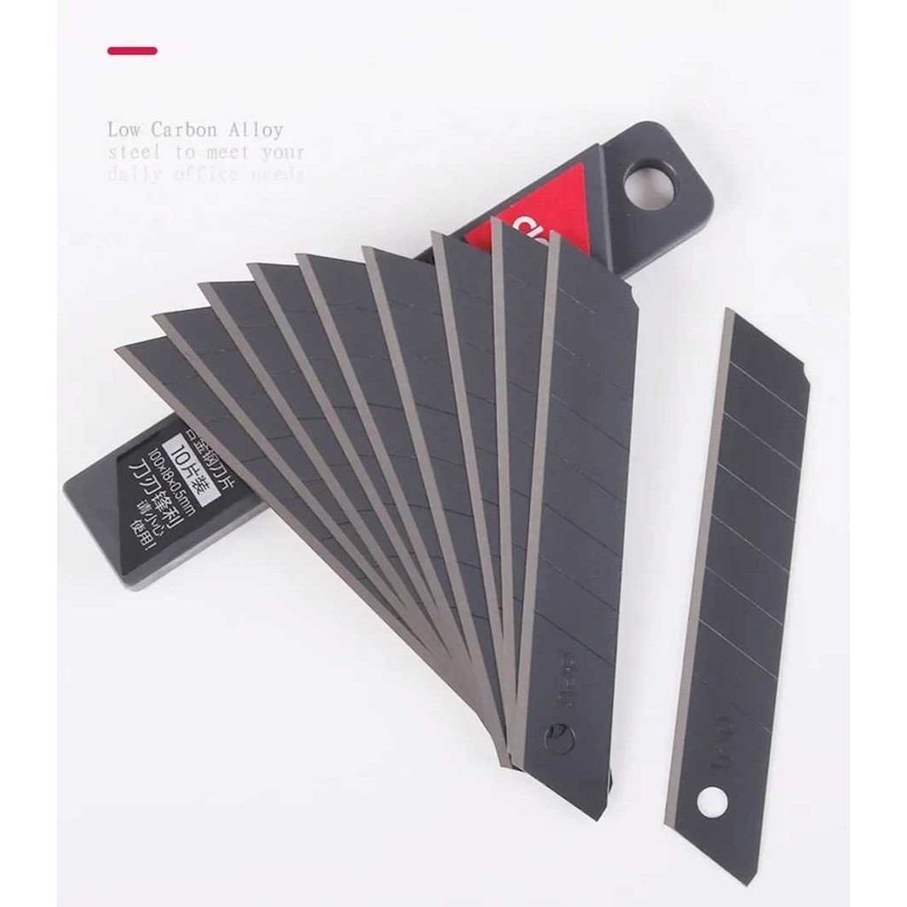 

DELI Mata Pisau Cutter Knife Blade Alloy Steel SK5 18mm 10 PCS - 78000