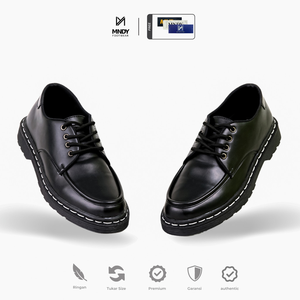 PROF BLACK - Sepatu Pantofel Pria Low Boots Docmart Formal Cowok Original Monday