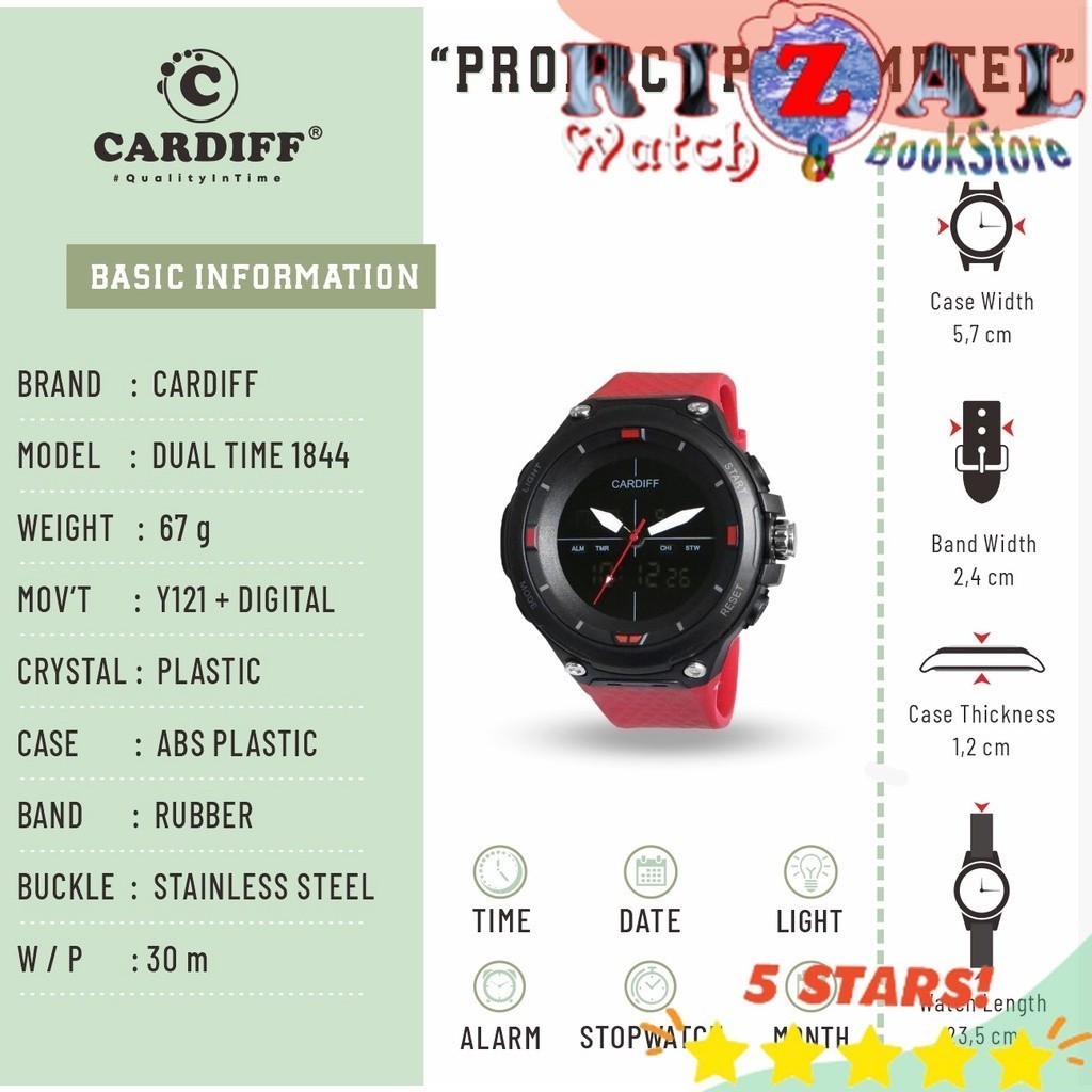 CARDIFF Dual Time 1844 Jam Tangan Sport Pria