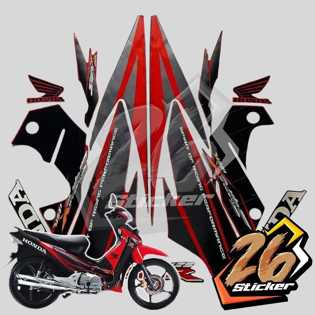 STICKER STIKER POLET LIS STRIPING MOTOR FULL BODY HONDA SUPRA X 125 LAMA OLD WARNA MERAH HITAM