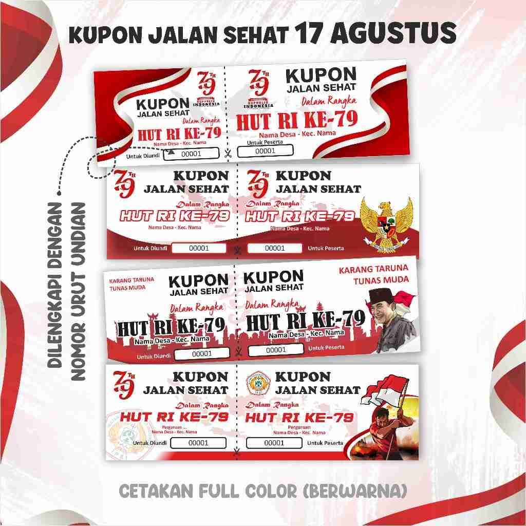(Tanpa Minimal Order) Karcis Tiket Kupon Jalan Sehat Kupon Jalan Santai Kupon 17 Agustus
