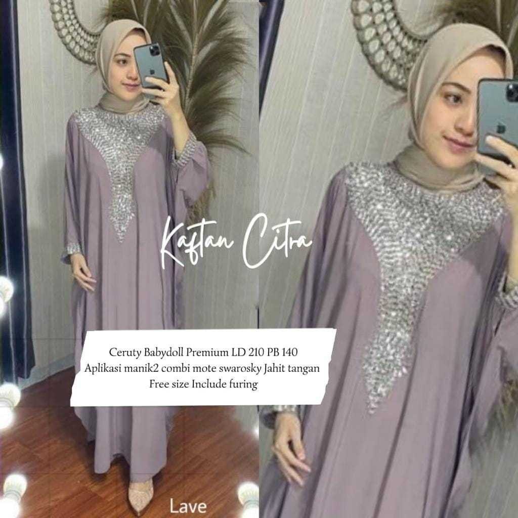 Kaftan Ceruty Baby Doll Arasya Kaftan Wanita Baju Lebaran Kaftan Jumbo