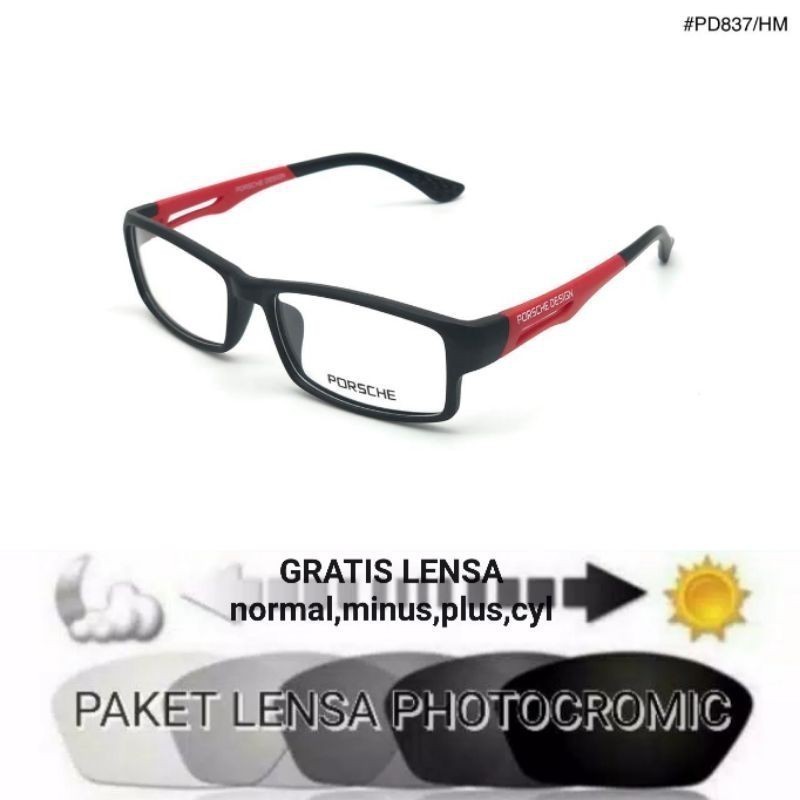 FRAME KACAMATA SPORT PORSCHE DESIGN P837 KACAMATA NORMAL MINUS PLUS ANTIRADIASI BLURAY PHOTOCROMIC B