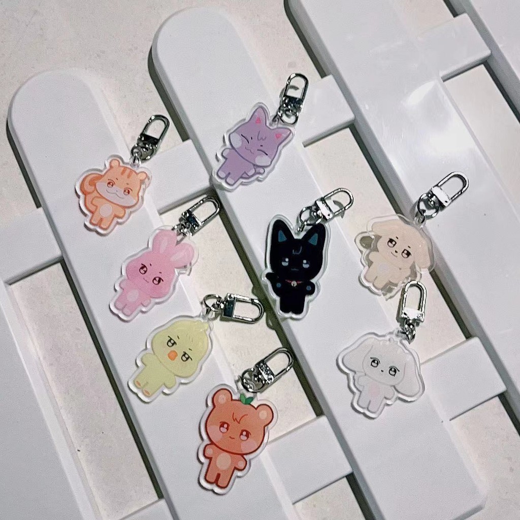 

KPOP Ateez Double-Sided Cartoon Keyring Keychain Pendant Bag Accessories Aniteez Decor Hongjoong Seonghwa Yunho Fans Collect