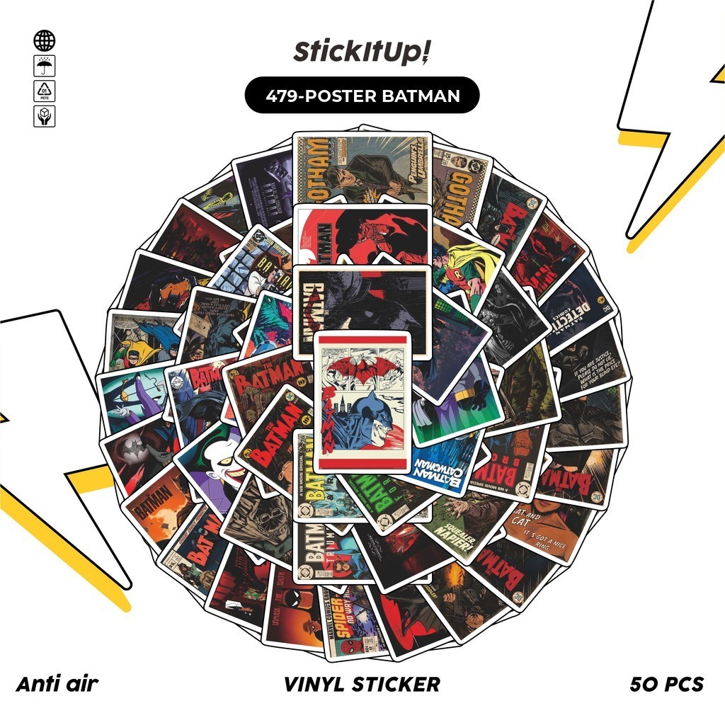 

COD✨ 50 Pcs Stiker Pack Cover comic batman Lucu Aesthetic Vynil Waterproof untuk Freebies Sticker Buku Journal Casing HP Laptop
