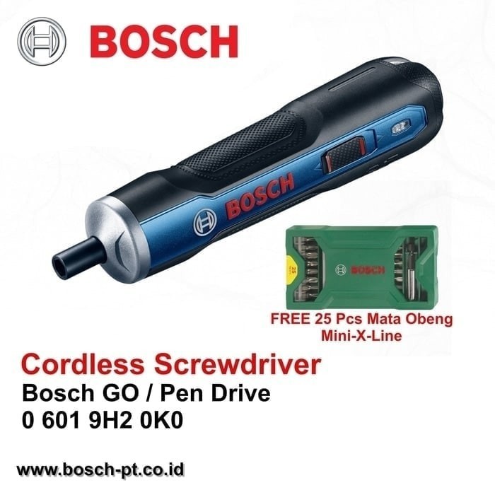 Paket Bosch GO 3.6V 3.6 V + X-line 25 Obeng Baterai Cordless drill
