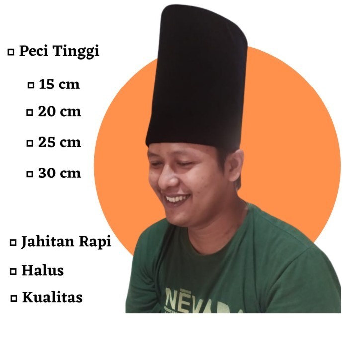 peci hitam peci songkok hitam peci sufi tinggi peci sufi peci tinggi - 15 cm, No. 3
