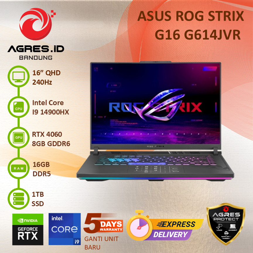 ASUS ROG STRIX G16 G614JV I9 14900HX RTX4060 16GB 1TB 16.0 QHD IPS 240HZ