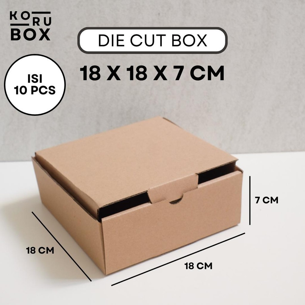 

[ISI 10] Box Kardus Karton Die Cut Mailer 18x18x7 cm Tanpa Sablon - Bahan B Flute Cokelat