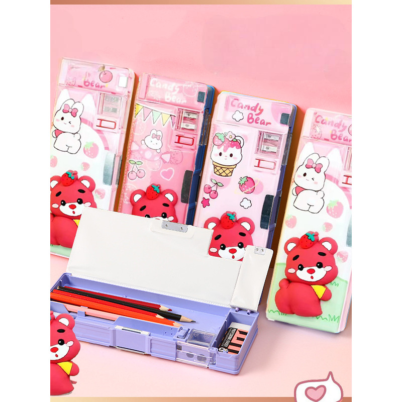 

Alat Tulis - Budaya - Pengetahuan - Inovasi.Kotak Pensil Magnet SQUISHY Desain 3D Bantuan Kartun Beruang Stroberi/Tempat pensil multifungsi