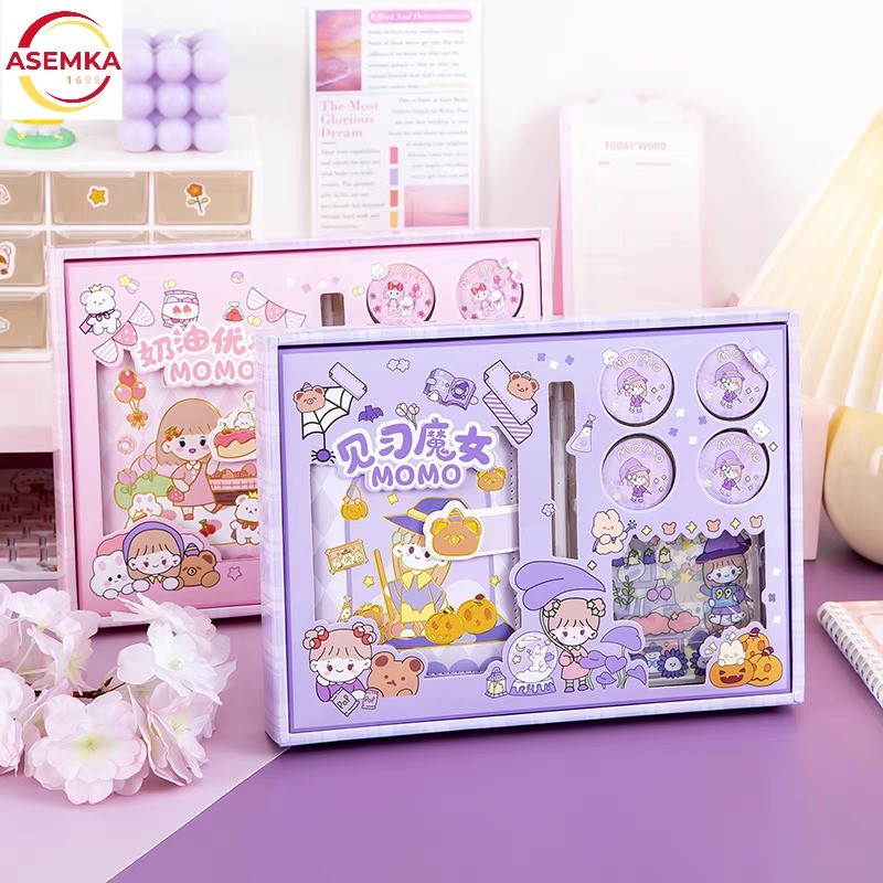 

Diary Set MOMO Buku Jurnal Aesthetic (Buku+Pena+Sticker Sheet+Sticker Roll) JunDW
