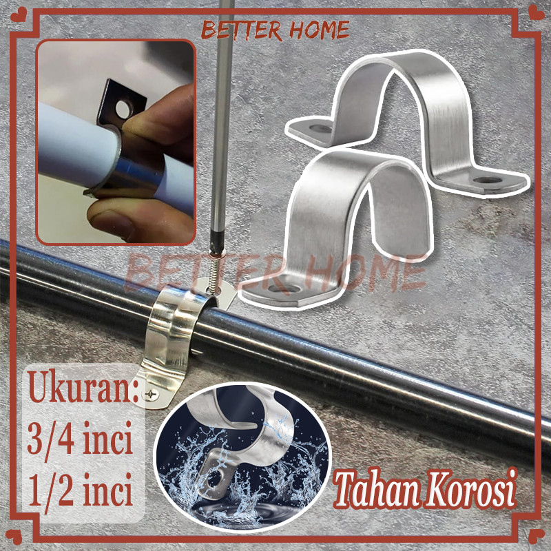 Klem Pipa Plat Besi Tebal 3/4" 1/2"/Klem Stainless Pipa/Klem Selang