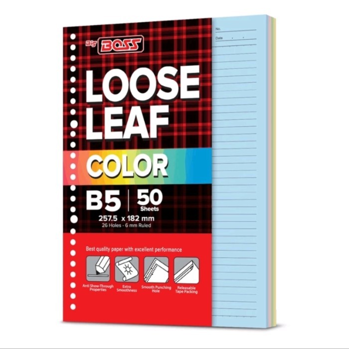 

Kertas Loose Leaf Isi Binder BigBoss B5 50 Lembar Warna Rainbow