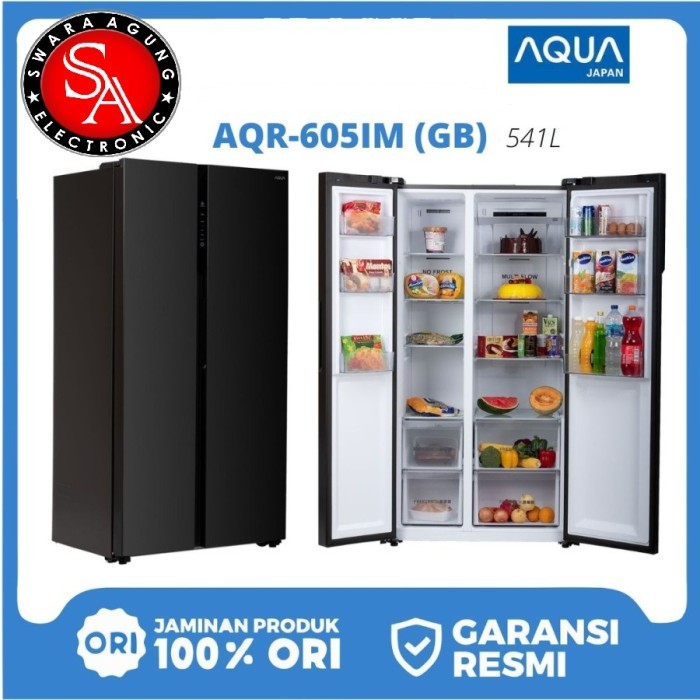 Kulkas Side By Side AQUA Type: AQR-605IM (Khusus Daerah Medan)
