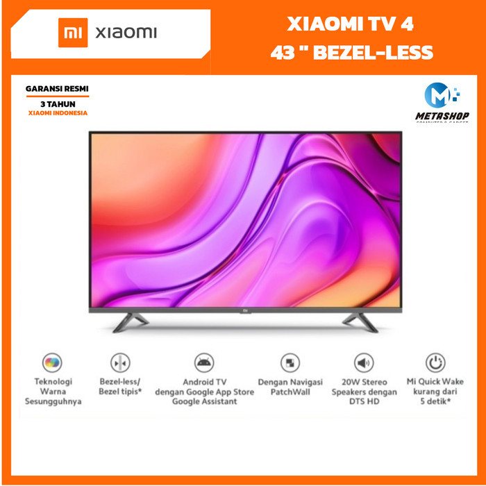 XIAOMI Mi TV 4 43" Inch Bezel-Less Smart TV Google Android Assistant FHD