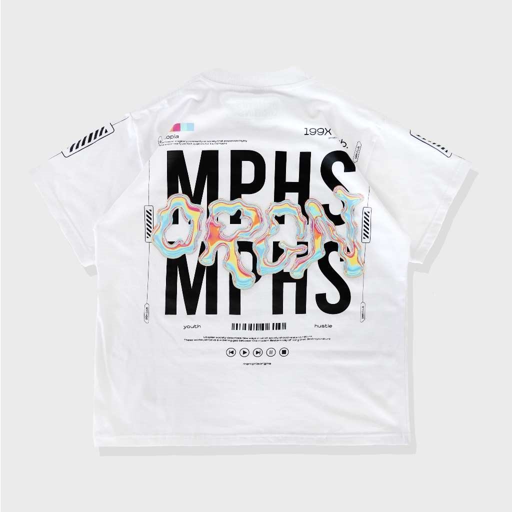 KAOS BAJU PRIA KATUN CASUAL LENGAN PENDEK PUTIH ORIGINAL MEMPHIS ORIGINS | UTOPIA WHITE