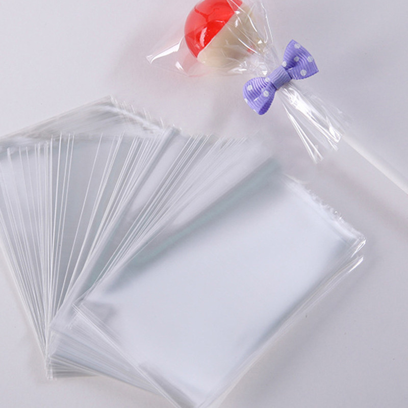 100pcs OPP Plastic Bags Transparent Cellophane Bags Clear Candy Lollipop Cookie Gifts Packaging Bag 
