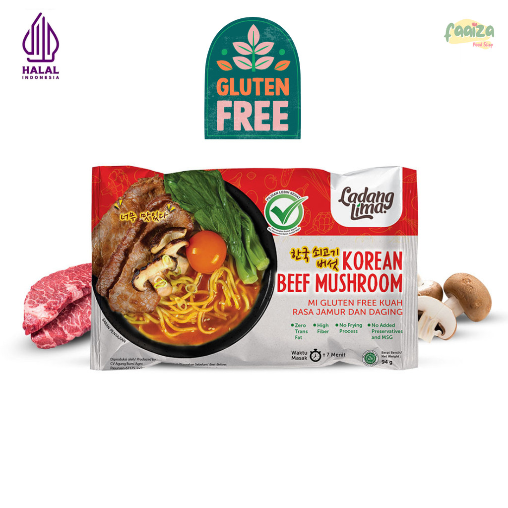 

Ladang Lima Mie Kuah Korean Beef Mushroom 94gr Gluten Free