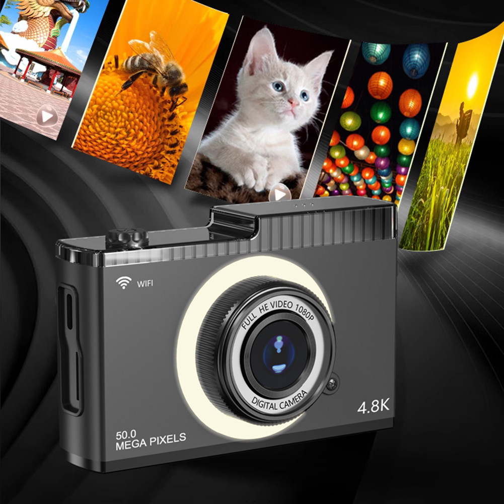 

4K FHD 50MP Digital Camera Auto Focus Camera 2.4inch IPS Screen WIFI Selfie Camera Anti-Shake Video Camcorder for Teens Students
