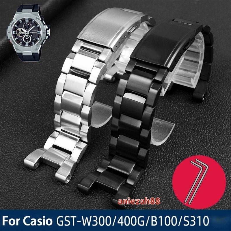 Tali Jam Tangan Casio G-Shock GST 300 GST-310 GST-400 GST-B100 Bracelet Steinless Steel