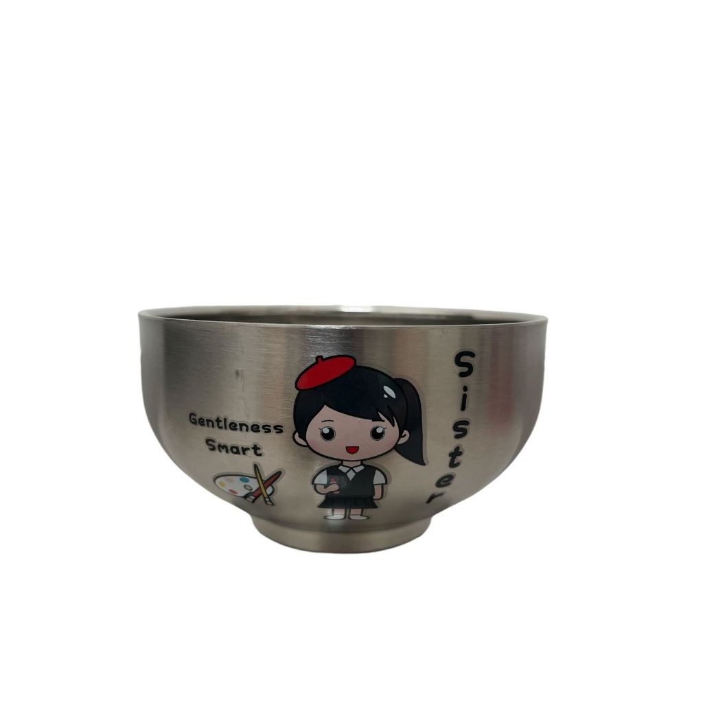 KINGSBAKEWARE Mangkok Kartun Family Mangkok Kartun Double wall Stainless Steel 304 Mangkok Gambar Ke