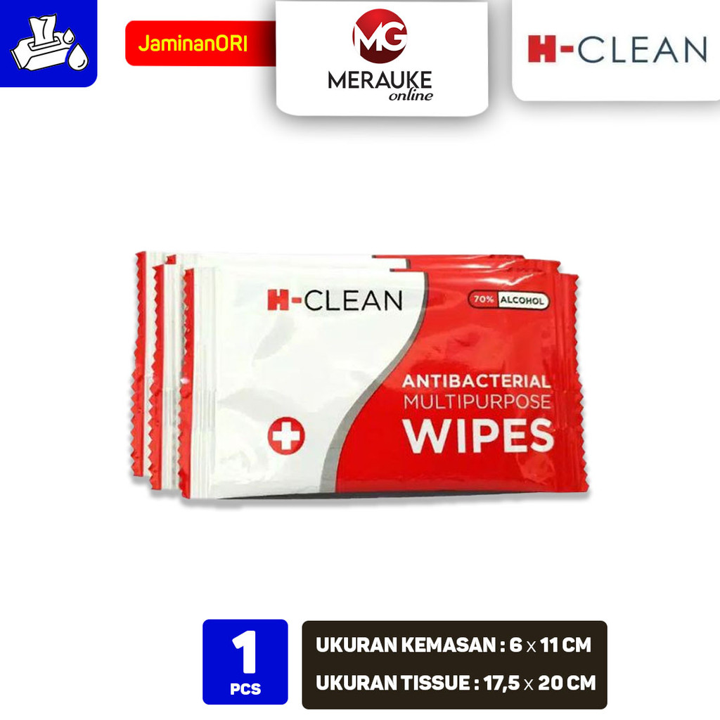 Tisu Basah H-Clean Anti Bacterial Multipurpose Wipes 1pcs