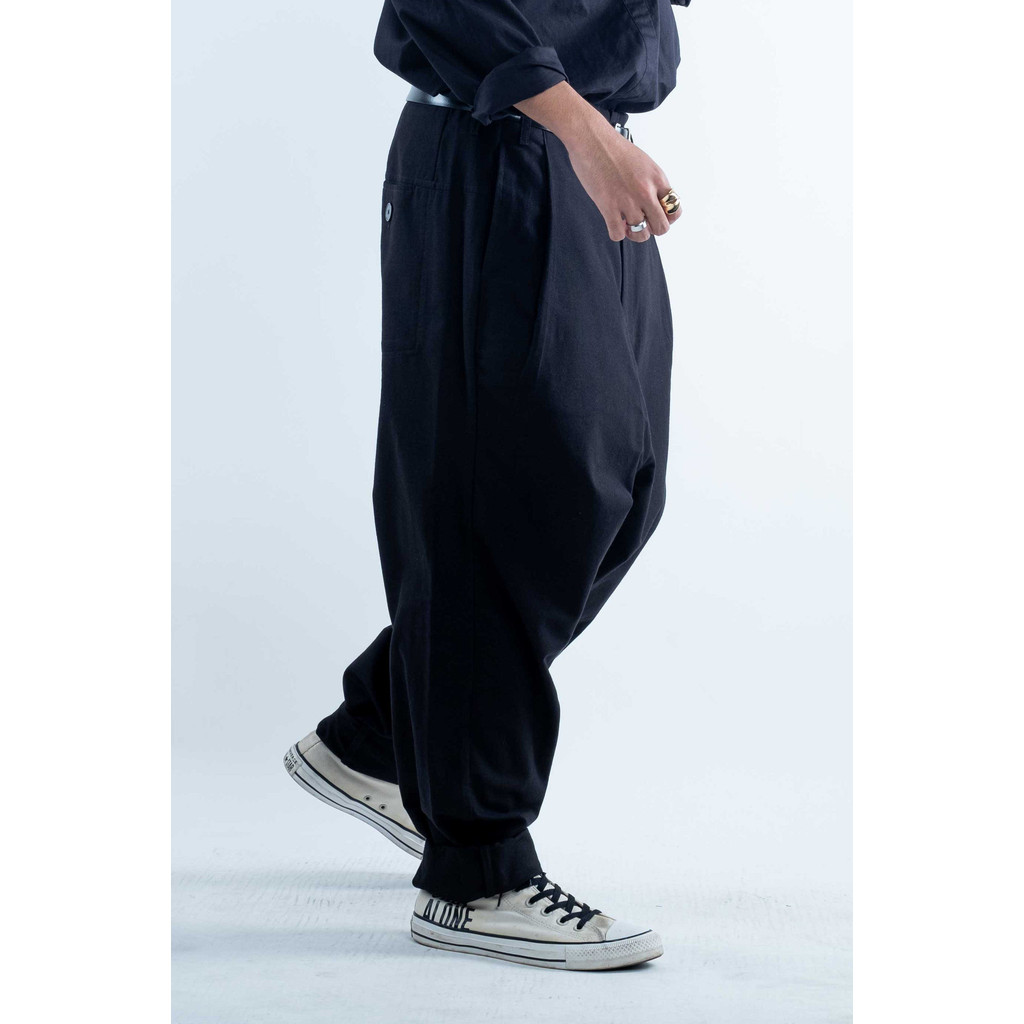 Drop Crotch Pants-Black