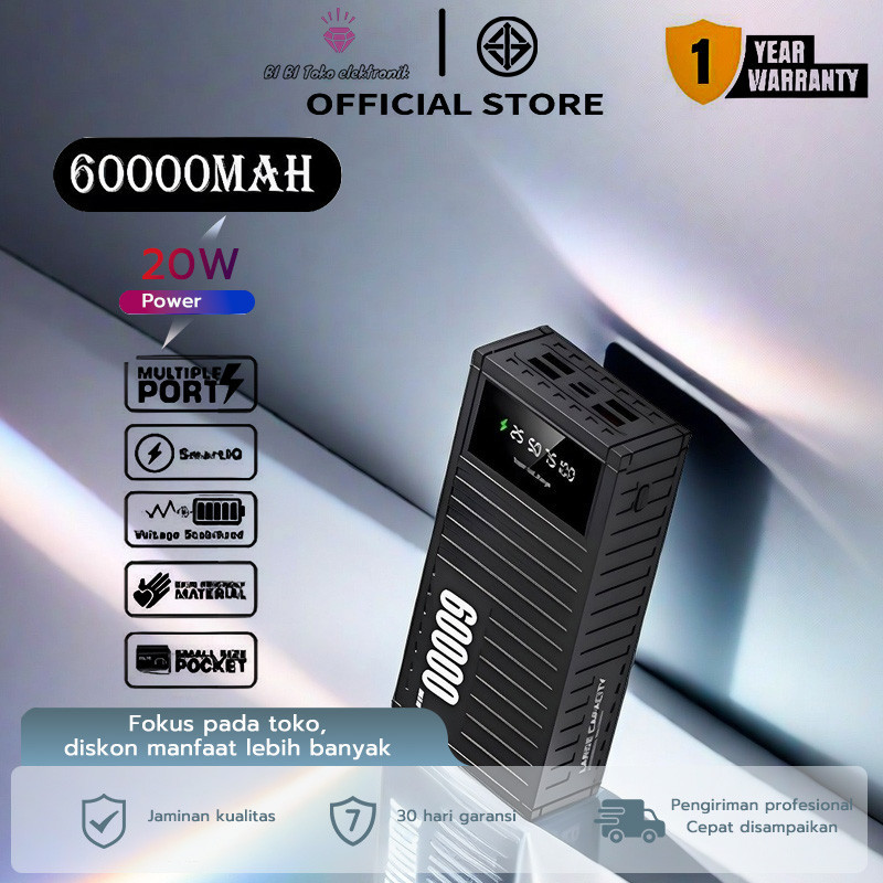 PowerBank 60000 mAh 4USB Fast Charging LED Display Dual Input Micro Type C Fast Charging LED Display