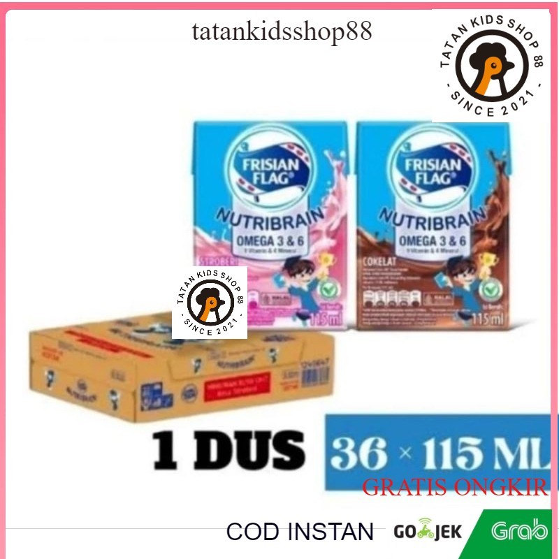 

Frisian Flag UHT Nutribrain 1 Dus 36 Kotak Susu Bendera Cair Liquid Rasa Coklat Stoberi
