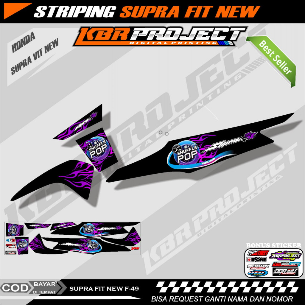 SUPRA FIT NEW STIKER STRIPING PREMIUM MOTOR PREMIUM KEREN LIS VARIASI SUPRA FIT NEW/ STIKER MOTOR HO