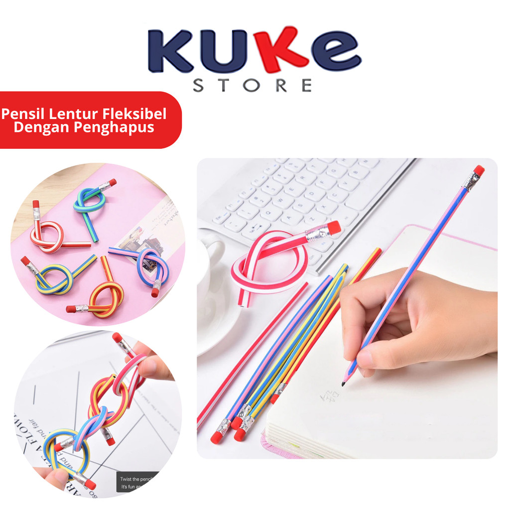 

Pensil Lentur Fleksibel Dengan Penghapus / Alat Tulis Sekolah Anak Pencil Karet Inul Dapat Digulung Ditekuk Unik Lucu Flexible Soft Mainan Stationary